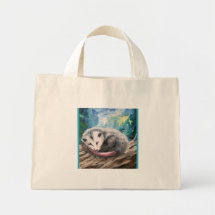 Sleeping possum tote bags