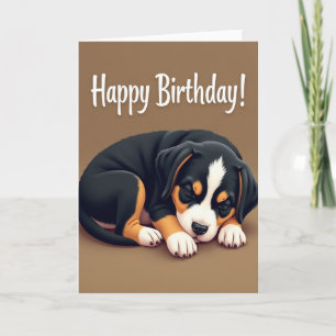Sleeping Puppy Birthday Card