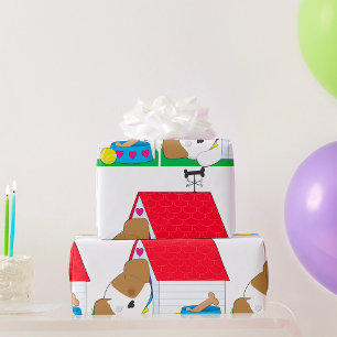 Sleeping Puppy Dog House Cute Pet Wrapping Paper