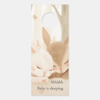 Sleeping rabbit and fawn door hanger