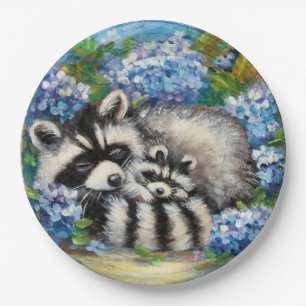 Sleeping Racoon Mum & Baby Paper Plates