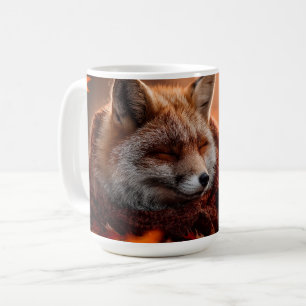 Sleeping Red Fox in a Cozy Autumn Scarf Coffee Mug