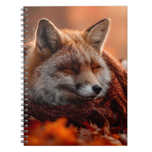 Sleeping Red Fox in a Cozy Autumn Scarf Notebook