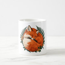 Sleeping Red Fox with Woodland Ferns