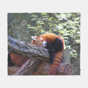 Sleeping Red Panda Fleece Blanket