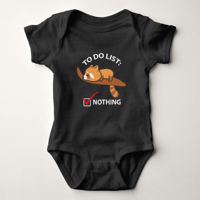 Sleeping Red Panda - Funny To Do List Nothing Baby Bodysuit (Front)