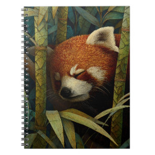 Sleeping Red Panda Hidden Bamboo Art Notebook