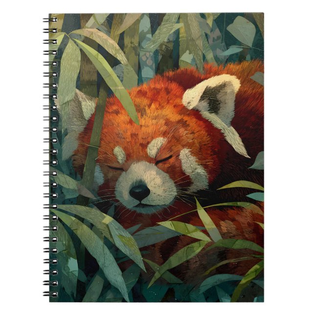 Sleeping Red Panda Lush Bamboo Art Notebook (Front)