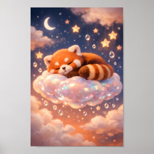 Sleeping Red Panda on Magic Cloud Art Poster