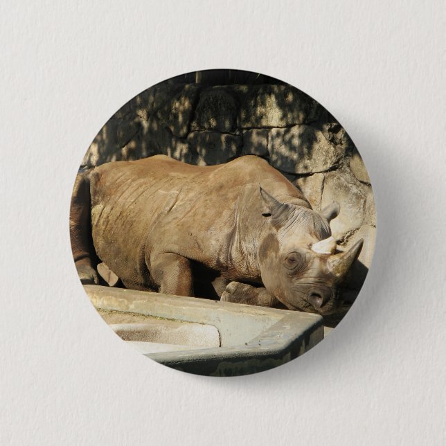 Sleeping Rhino 6 Cm Round Badge (Front)