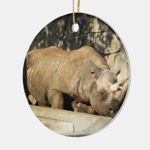 Sleeping Rhino Ceramic Ornament
