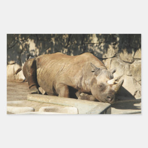 Sleeping Rhino Rectangular Sticker