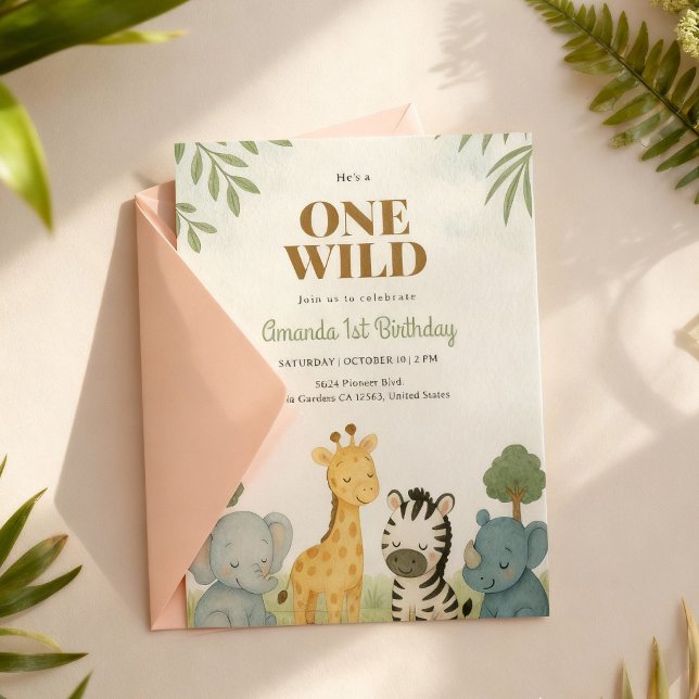 Sleeping Safari Baby Animals Birthday Invitation (Creator Uploaded)