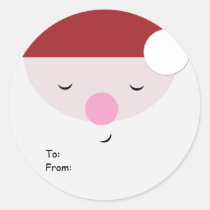 Sleeping Santa Christmas Tag, To:From: Classic Round Sticker