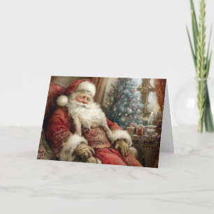 Sleeping Santa Claus Happy Holidays Folded Card
