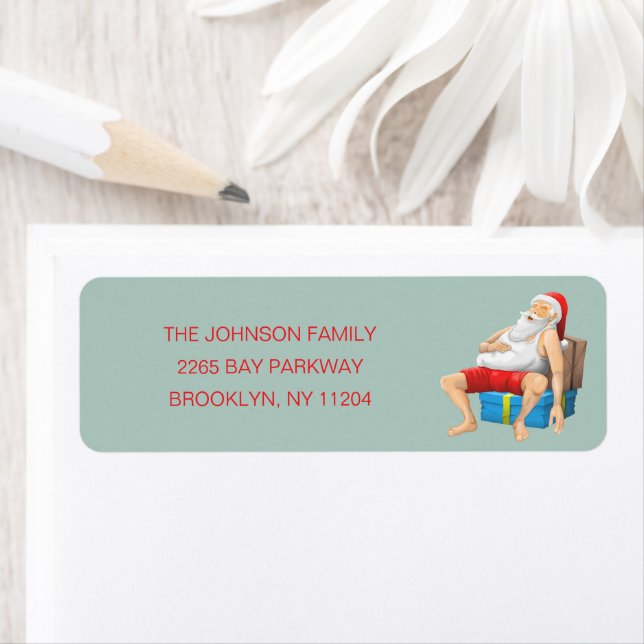 Sleeping Santa Claus Return Address Label (Insitu)