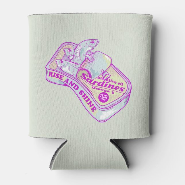 SLEEPING SARDINES rISE AND SHINE Can Cooler (Front)