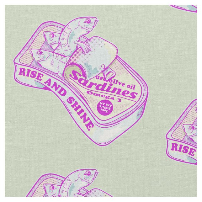 SLEEPING SARDINES rISE AND SHINE Fabric (Close Up)
