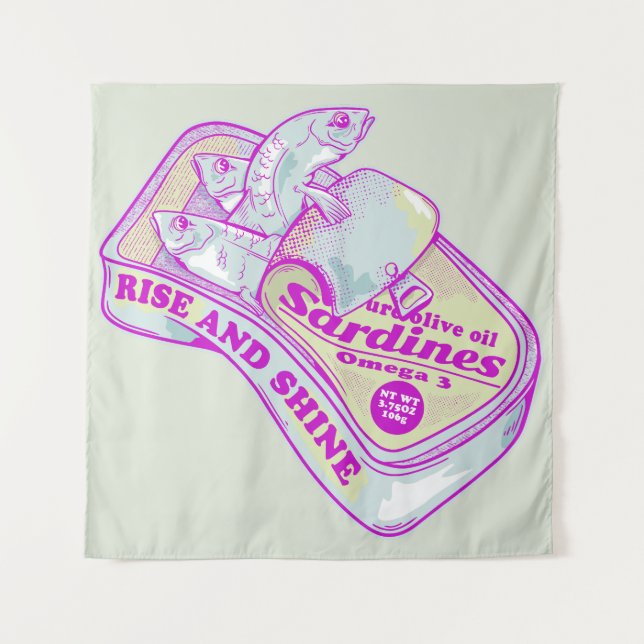SLEEPING SARDINES rISE AND SHINE Tapestry (Front)