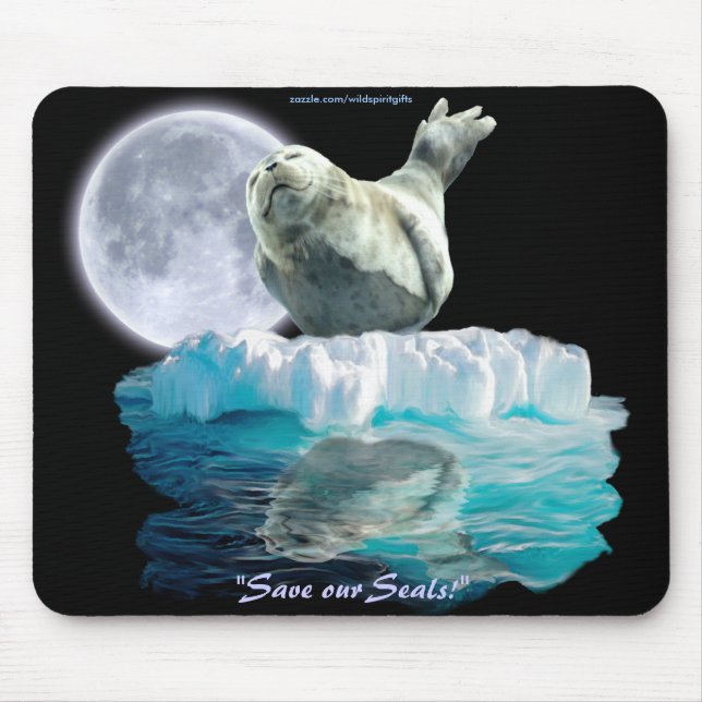 Sleeping Seal-Pup & Moon Wildlife Lover Mousepad (Front)