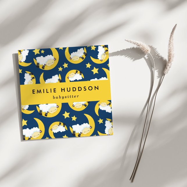 Sleeping Sheep, Babysitter, Day Care, Child Care Square Business Card (Creator Uploaded)