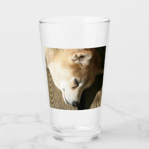 sleeping shiba inu glass