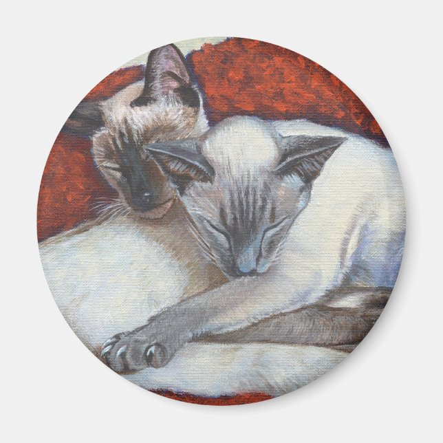Sleeping Siamese Cat Art Magnet (Front)