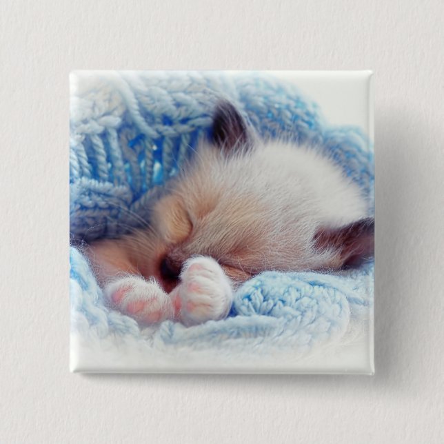 Sleeping Siamese Kitten Paws 15 Cm Square Badge (Front)
