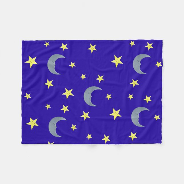 Sleeping Sky Fabric - blue Fleece Blanket (Front (Horizontal))