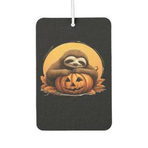 Sleeping Sloth and Halloween Pumpkin Classic T-Shi Car Air Freshener