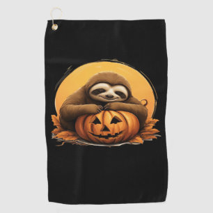 Sleeping Sloth and Halloween Pumpkin Classic T-Shi Golf Towel