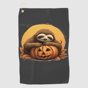 Sleeping Sloth and Halloween Pumpkin Classic T-Shi Golf Towel