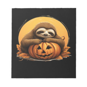 Sleeping Sloth and Halloween Pumpkin Classic T-Shi Notepad