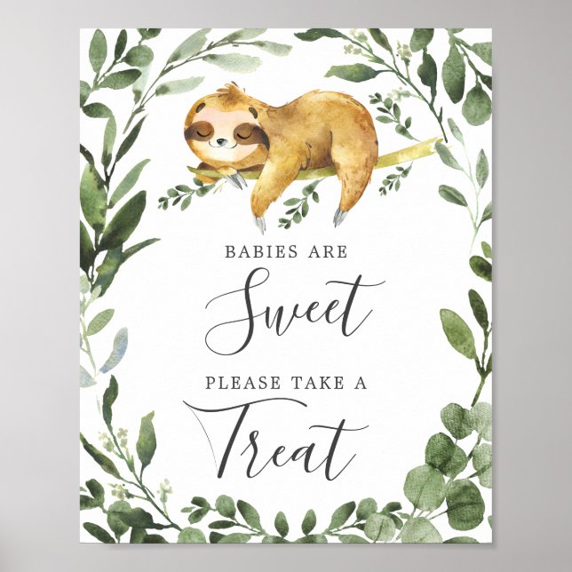 Sleeping Sloth Baby Shower Babies Are Sweet Sign (Front)