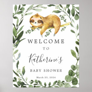 Sleeping Sloth Baby Shower Welcome Sign