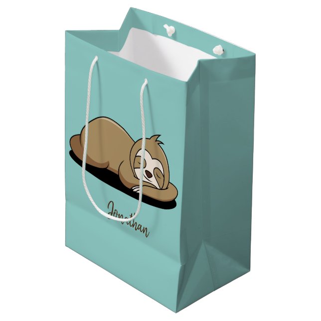 Sleeping Sloth Design Medium Gift Bag (Front Angled)