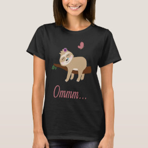 Sleeping Sloth Girl Funny Ommm Yoga Meditation T-Shirt