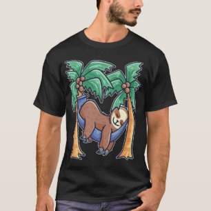 sleeping sloth in a hammock on palm trees T-Shirt
