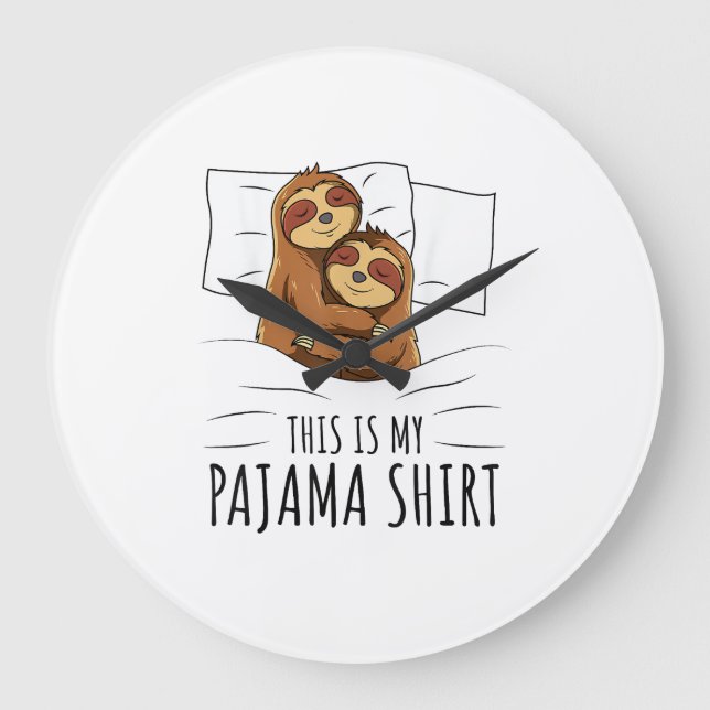Sleeping Sloth Lover Pajama T-Shirt Large Clock (Front)