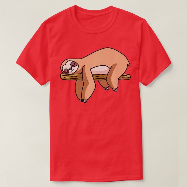 Sleeping Sloth on a tree branch Chilling Lazy Prem T-Shirt (Design Front)