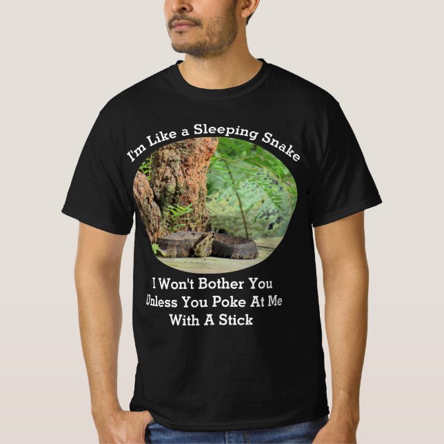 Sleeping Snake Quote T-Shirt - Cottonmouth Snake (Front)