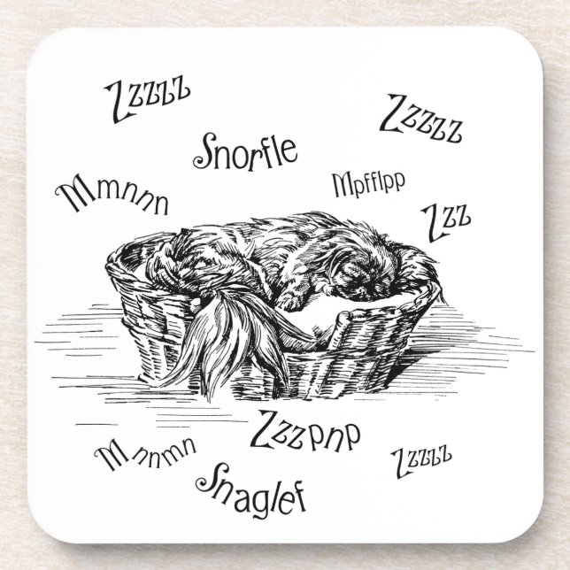 Sleeping Snoring Pekingese Doggie Coaster (Front)