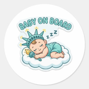 Sleeping Statue of Liberty Baby Classic Round Sticker