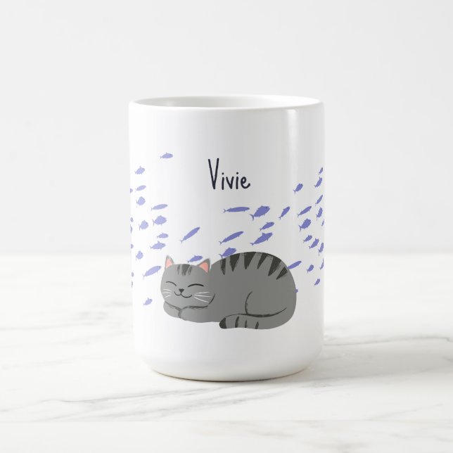 Sleeping Tabby Cat Coffee Mug (Center)