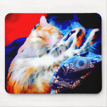 Sleeping Tabby Cat Colourful Mousepad