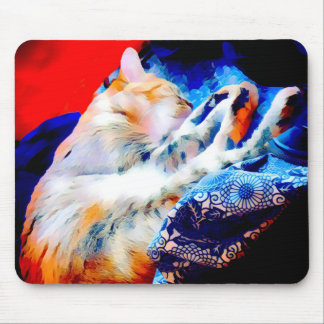 Sleeping Tabby Cat Colourful Mousepad