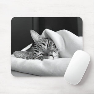 Sleeping Tabby Cat Mouse Pad