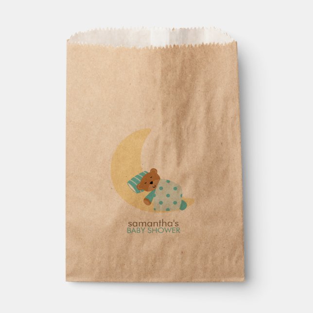 Sleeping Teddy Bear Baby Shower Favour Bag (Front)