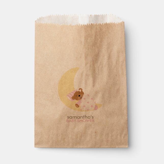 Sleeping Teddy Bear Baby Shower Favour Bag (Front)
