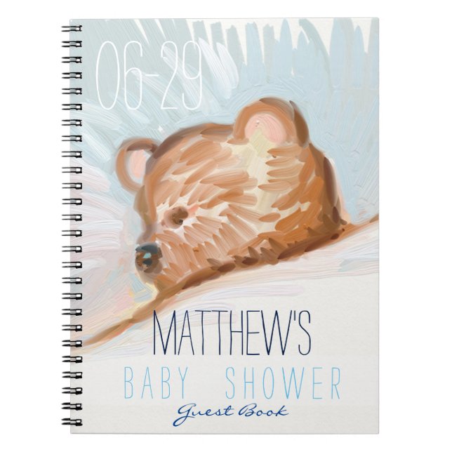Sleeping Teddy Bear Baby Shower Guest Book (Front)